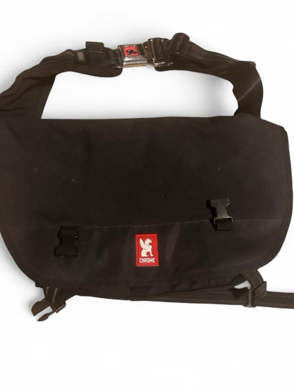 Chromehearts Black Messenger Bag with Seatbelt Buckle Strap